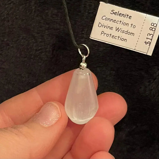 Selenite Tear Drop Necklace WN-0157 - Shop Wholesale Crystals