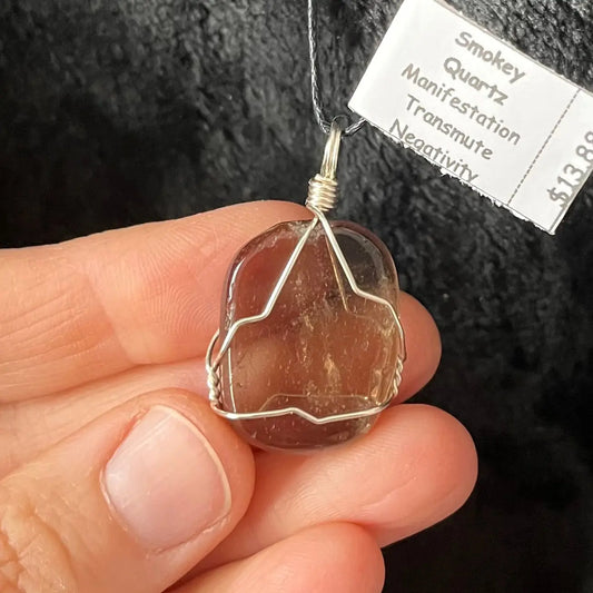 Smoky Quartz Wire Wrapped Necklace WN-0096 - Shop Wholesale Crystals