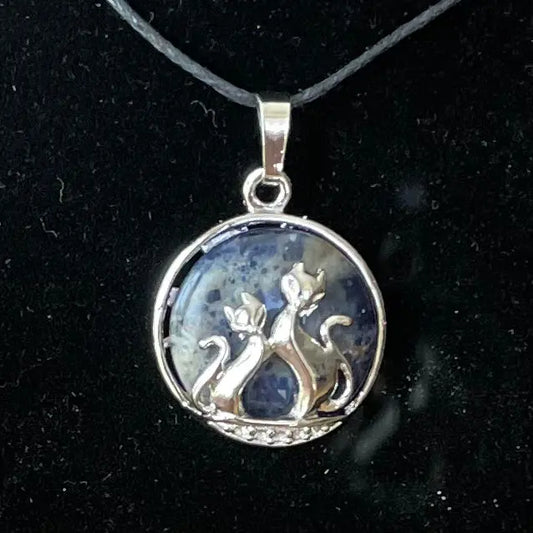Sodalite in Silver Cat Frame Necklace WN-0054 - Shop Wholesale Crystals