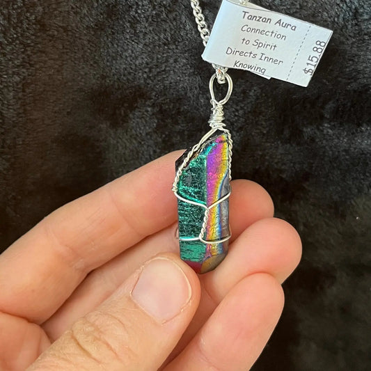 Tanzin Aura Wire Wrapped Necklace WN-0112 - Shop Wholesale Crystals