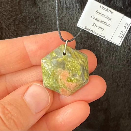 Unakite Jasper Hexagon Necklace WN-0059 - Shop Wholesale Crystals