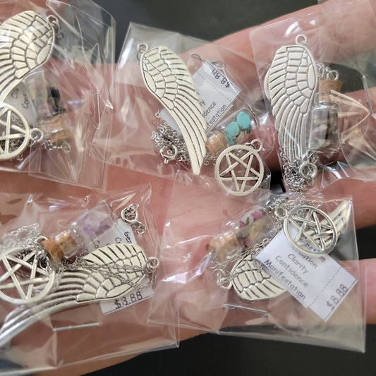 Wing, Star, Gemstone Bottle Necklace WN-0203 - Shop Wholesale Crystals