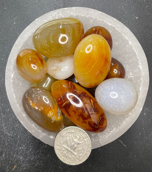 Yellow Agate Tumbled Stone, 1 Pound Bag (Approx. 20-30 mm) WT-0147