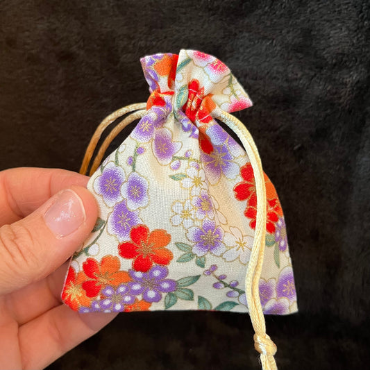 Floral Fabric Drawstring Bag (Approx. 3”X4") BAG-0171