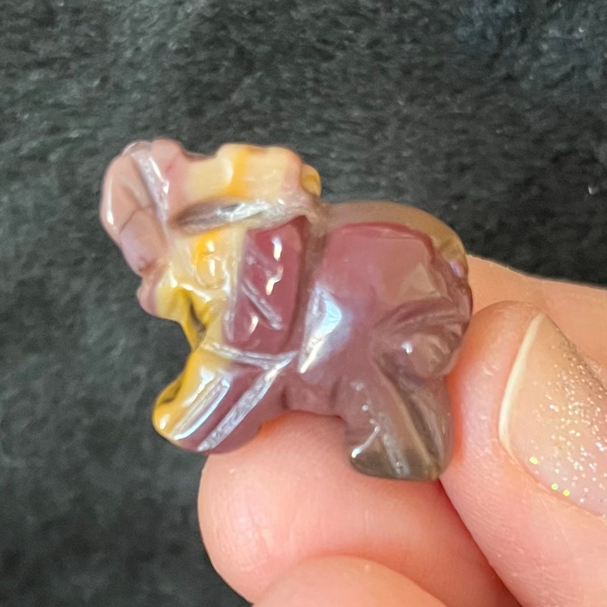 Mookaite Jasper Carved Elephant (Approx. 1”) 0039