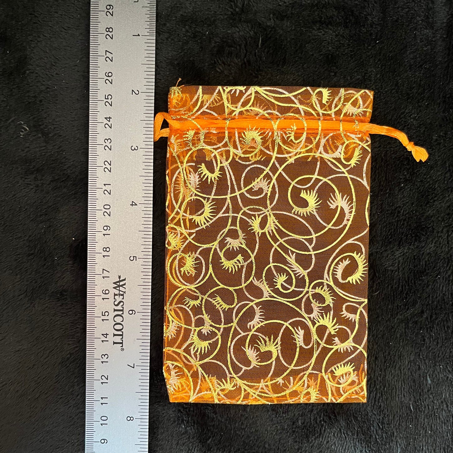 Orange Metallic Swirl Organza Bag (Approx. 4” X 6”) BAG-0181