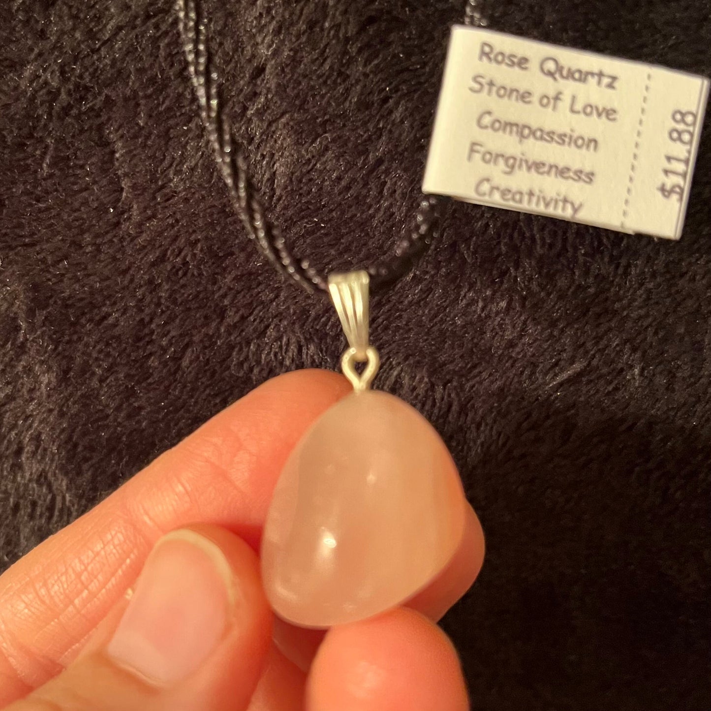 Rose Quartz Necklace with Black Cord NCK-2744