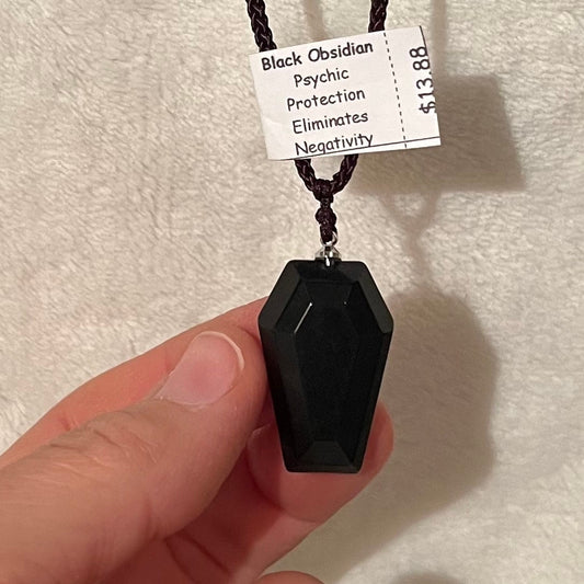 Black Obsidian Coffin Necklace 1133