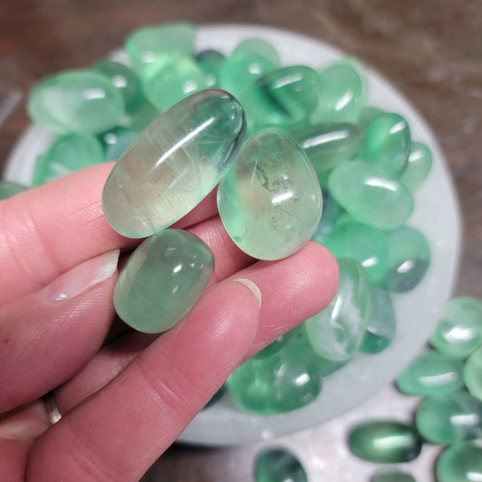 Green Fluorite Tumbled Stone, (Approx. 3/4" - 1 1/8")  Crown Chakra 1454 Shop Wholesale Crystals