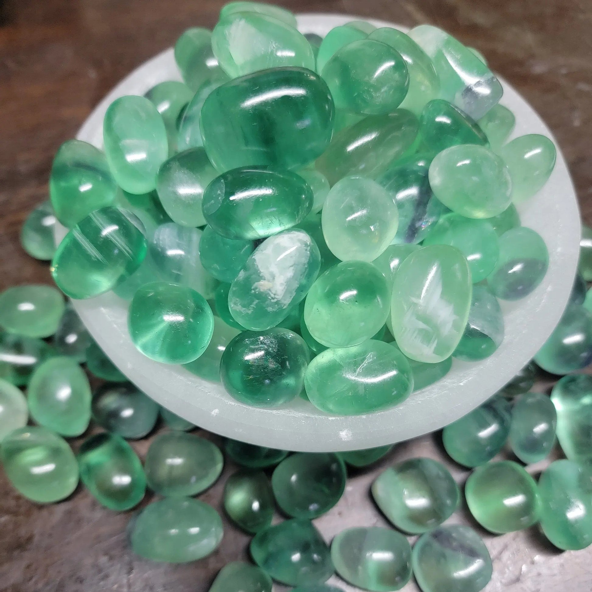 Green Fluorite Tumbled Stone, (Approx. 3/4" - 1 1/8")  Crown Chakra 1454 Shop Wholesale Crystals