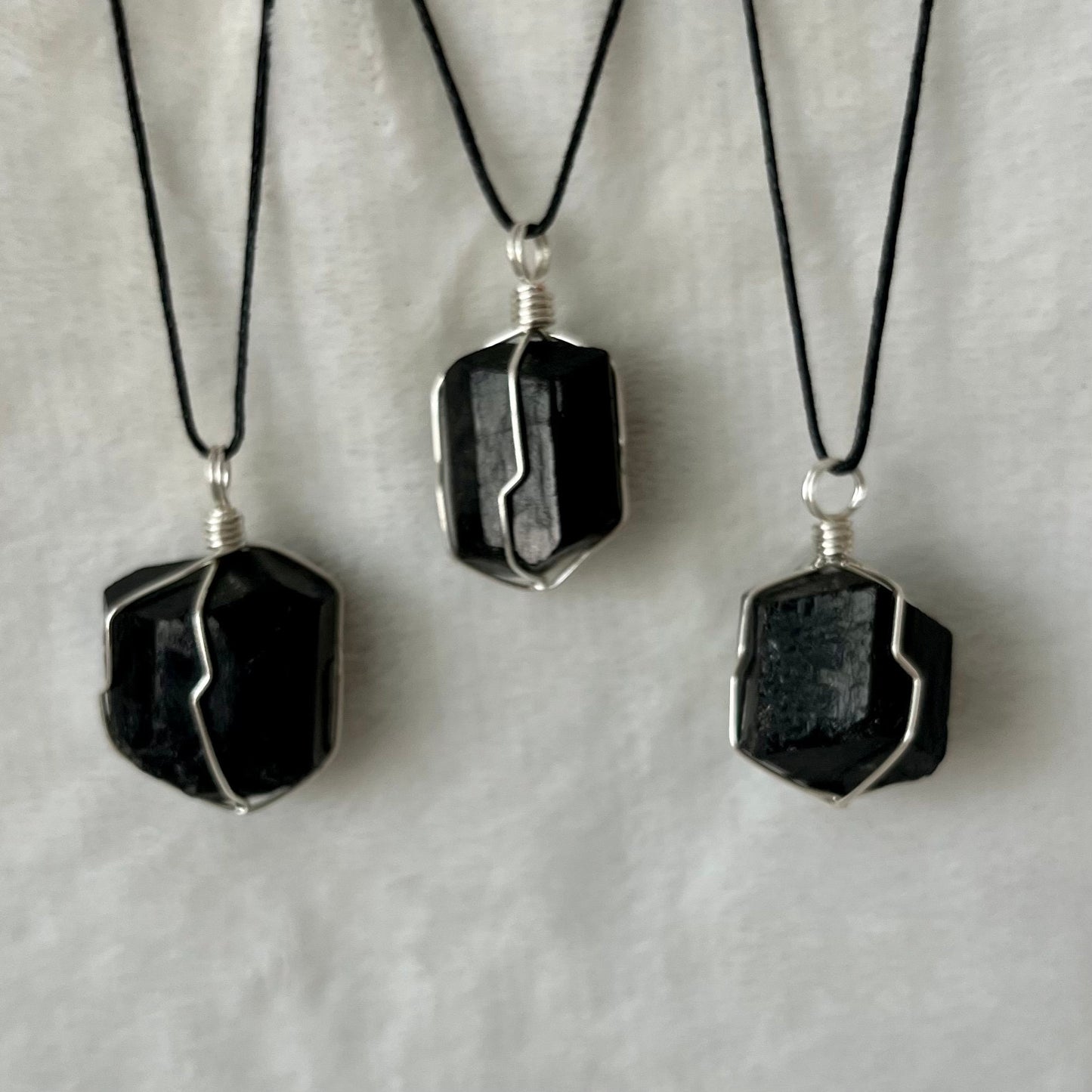 Black Tourmaline Terminated Crystal Wire Wrapped Necklace, Handmade NCK-2795