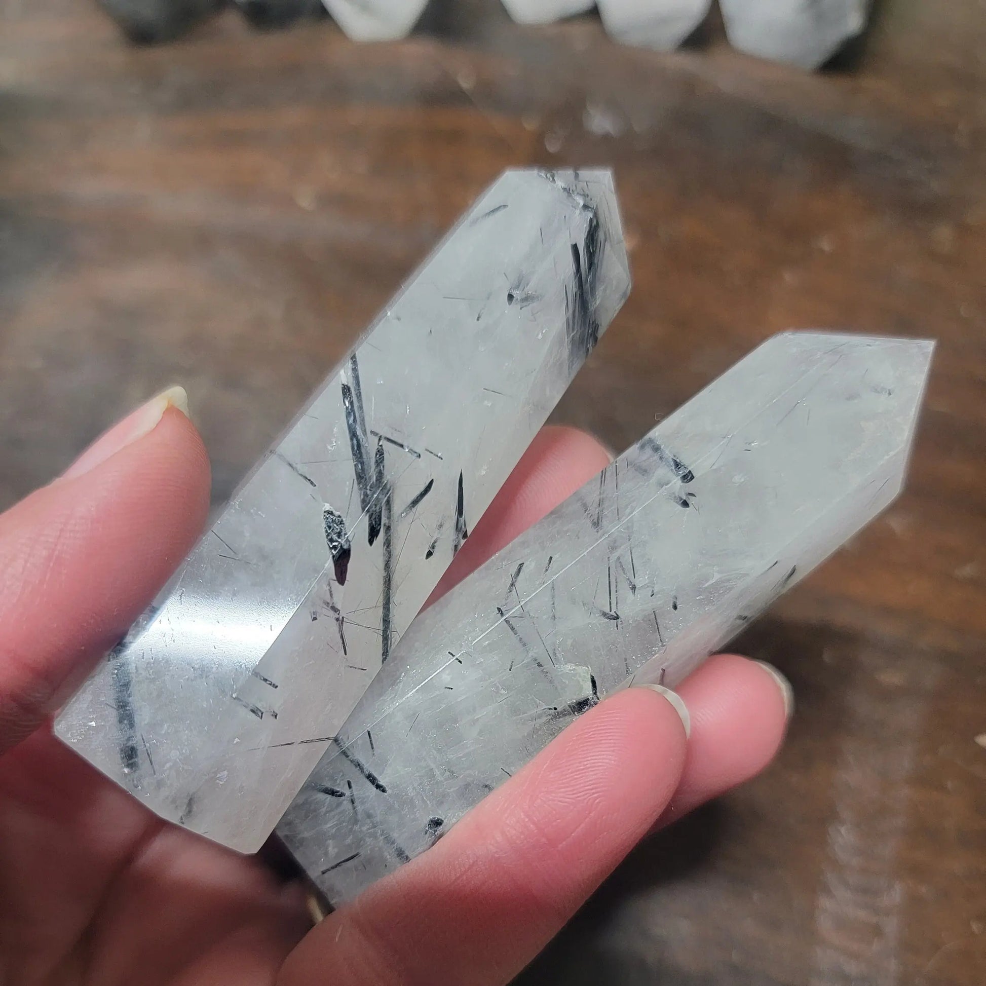 Tourmalated Quartz Obelisk, (Approx. 3" - 4")  Tourmalinated Quartz Crystal, Healing Stone for Crystal Grid Making 0905 Shop Wholesale Crystals