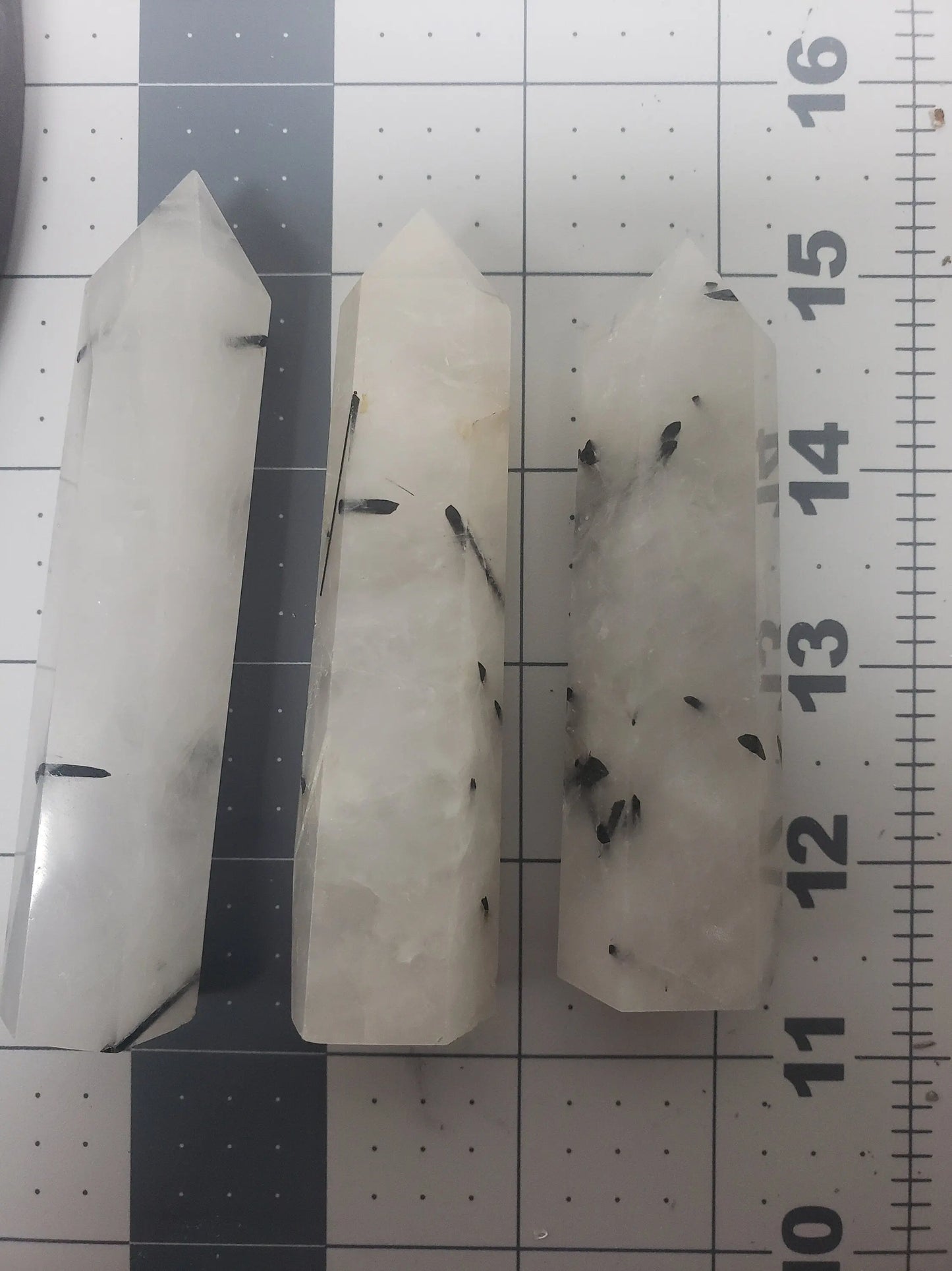Tourmalated Quartz Obelisk, (Approx. 3" - 4")  Tourmalinated Quartz Crystal, Healing Stone for Crystal Grid Making 0905 Shop Wholesale Crystals