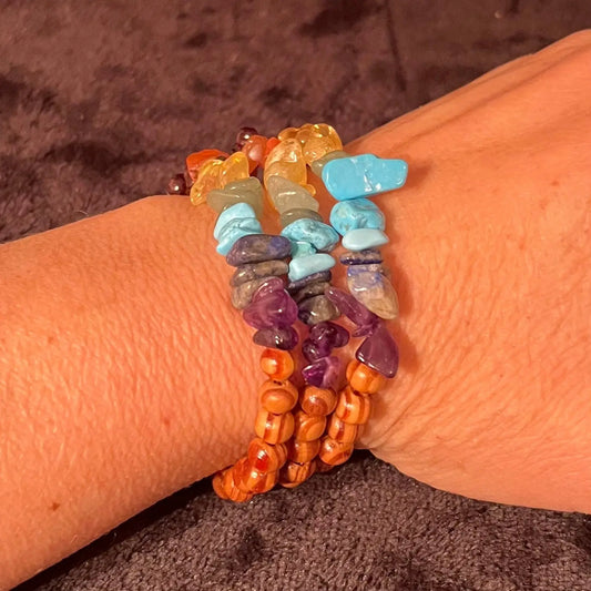 Chakra Stone wood Bracelet BRC-0046 Shop Wholesale Crystals