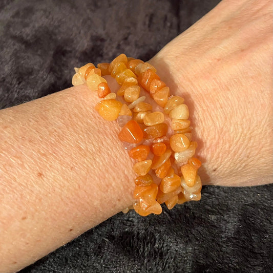 Orange Aventurine Chip Bracelet BRC-0041 Shop Wholesale Crystals