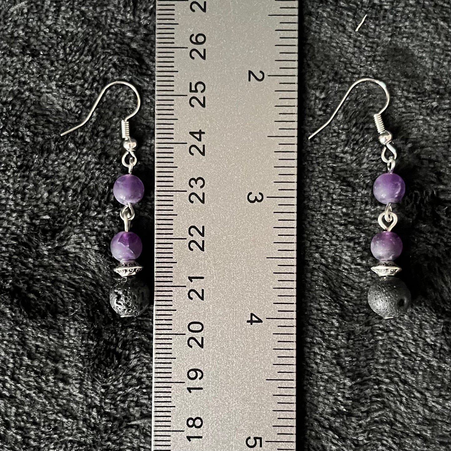 Amethyst Lava Dangle Earrings EAR-0005