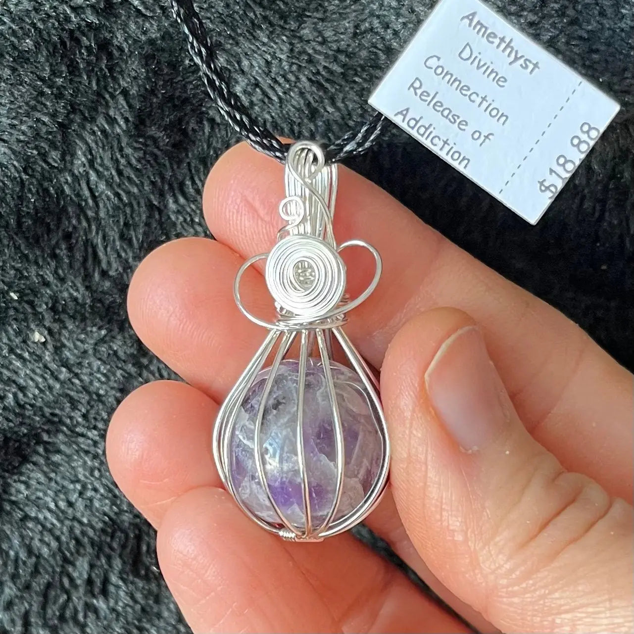Amethyst Sphere Wire Wrapped Necklace   NCK-2919 Shop Wholesale Crystals