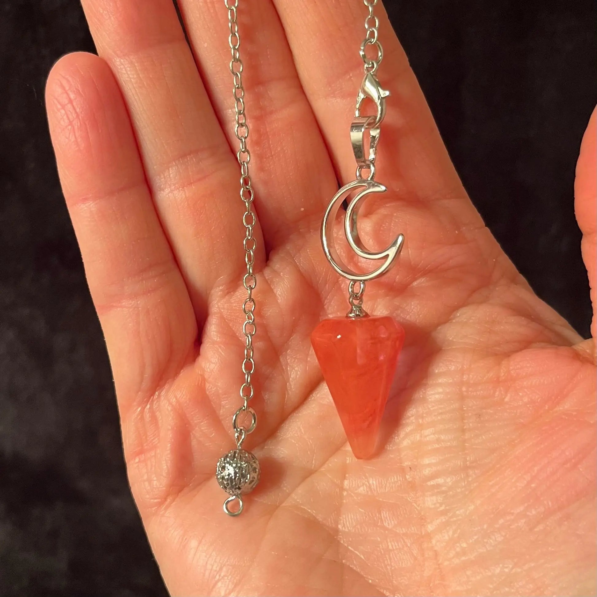 Cherry Quartz Moon Pendulum PND-0004 Shop Wholesale Crystals