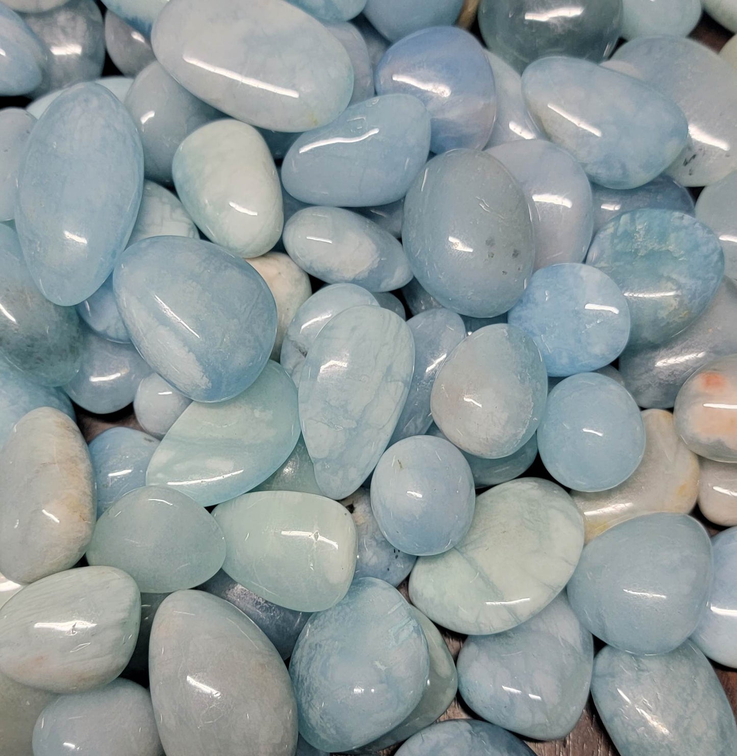 Aquamarine Tumbled Stone, 1 Pound Bag (Approx. 20-30 mm) WT-0011