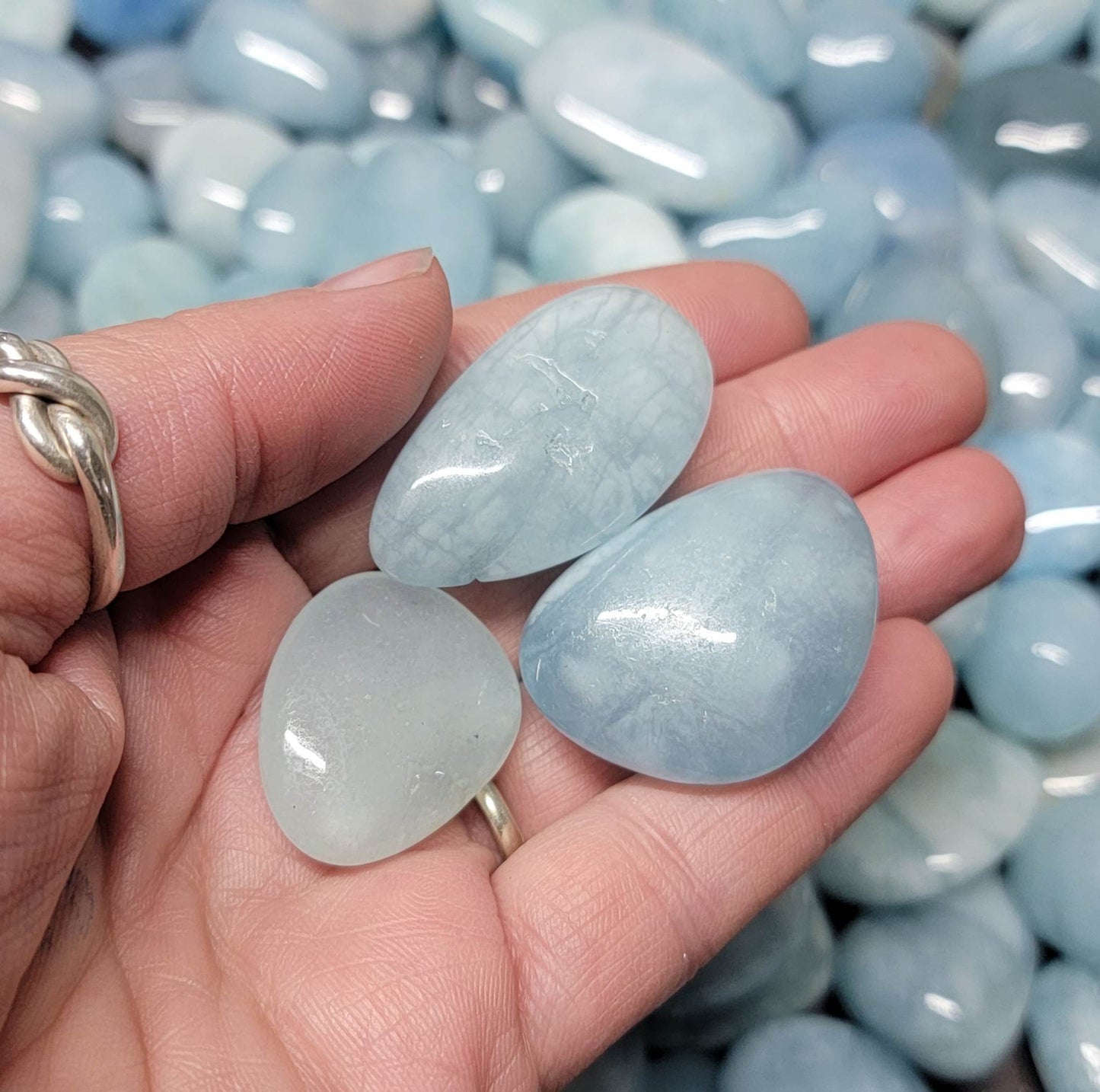 Aquamarine Tumbled Stone, 1 Pound Bag (Approx. 20-30 mm) WT-0011