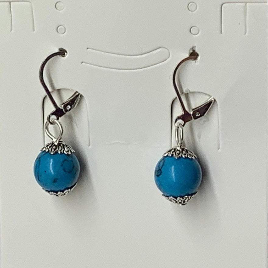 blue howlite dangle earrings 