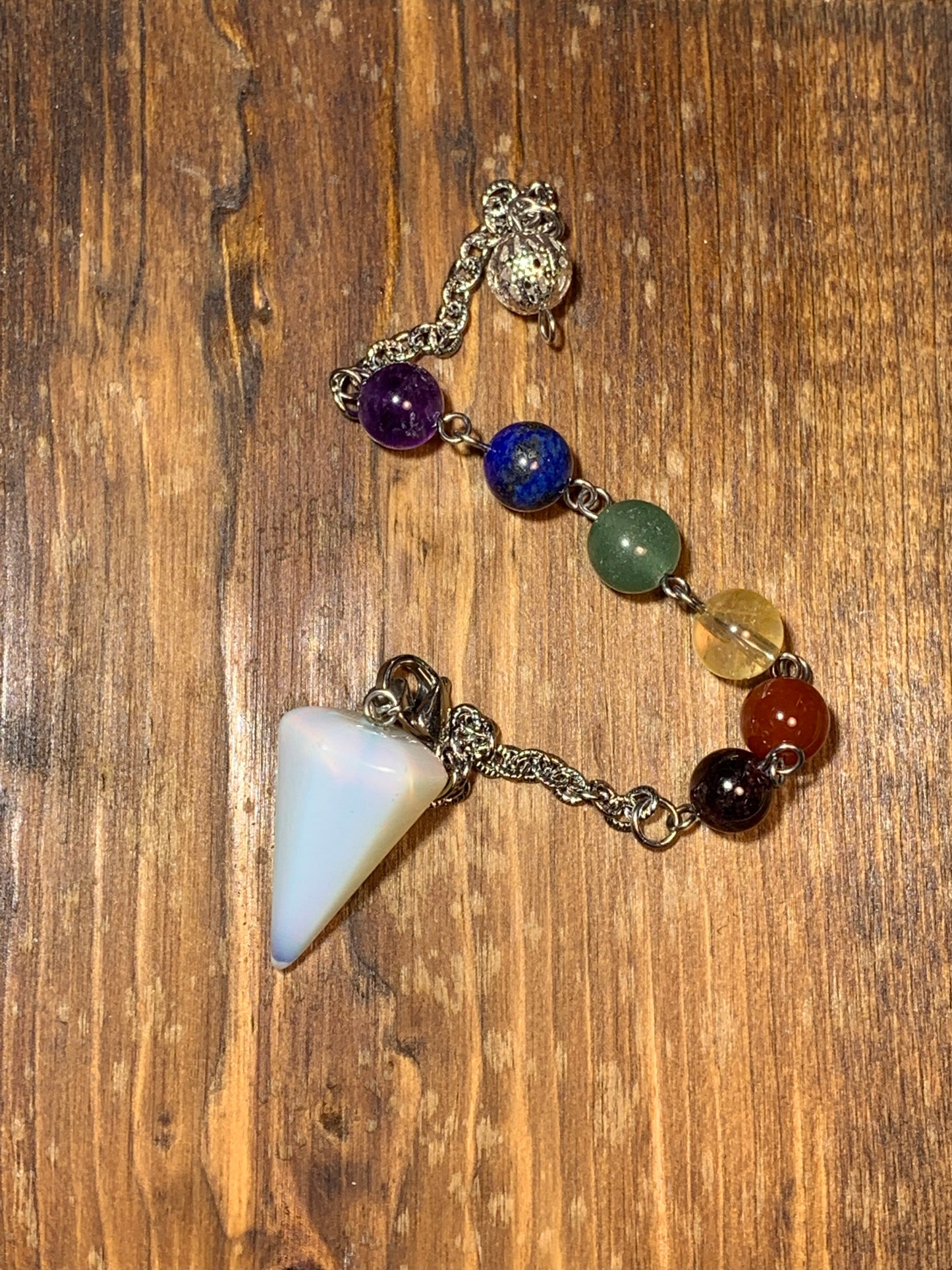 Opalite Pendulum, Chakra Beads, Beautiful PND-0002