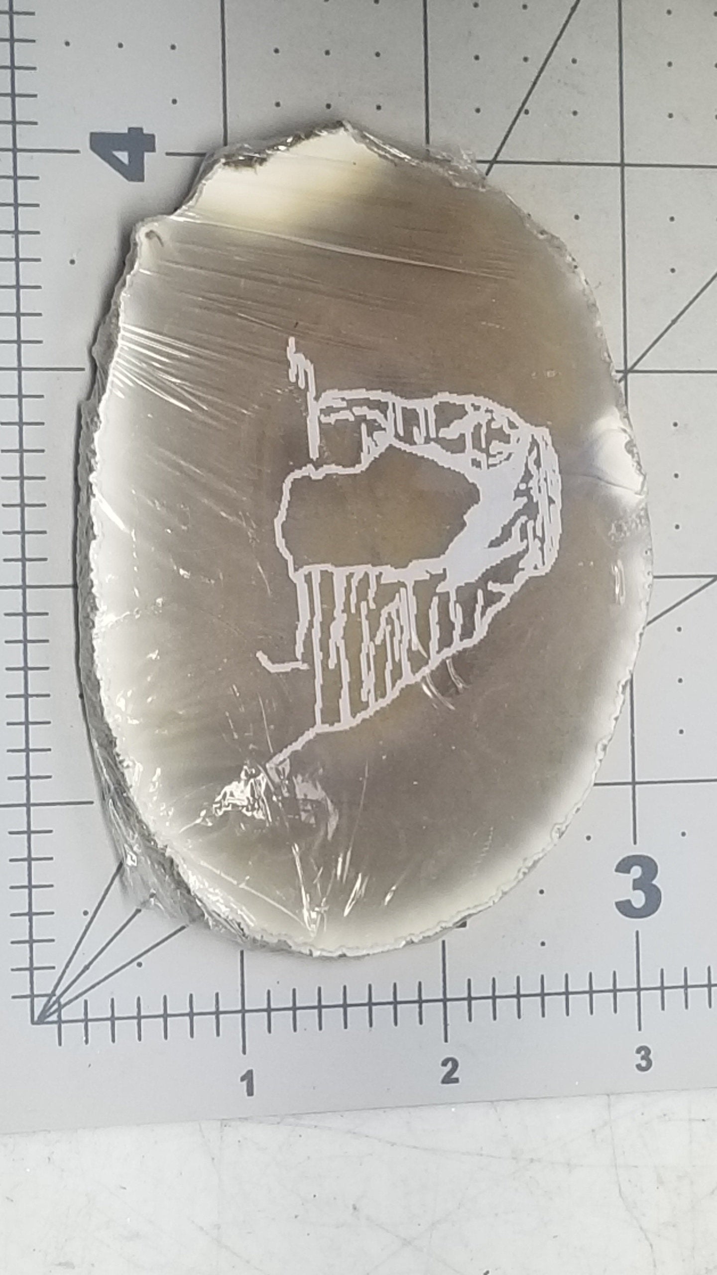 Agate Etched Slab, Utah Arches Arch Carving (Approx 3 1/4")  Natural Agate Carving Age Box-1