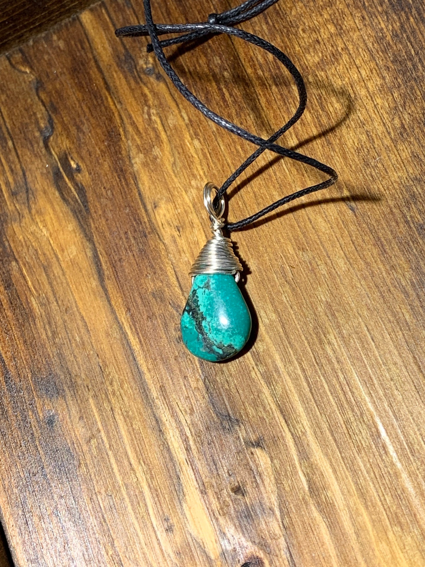 Turquoise Wire Wrapped Necklace 1193