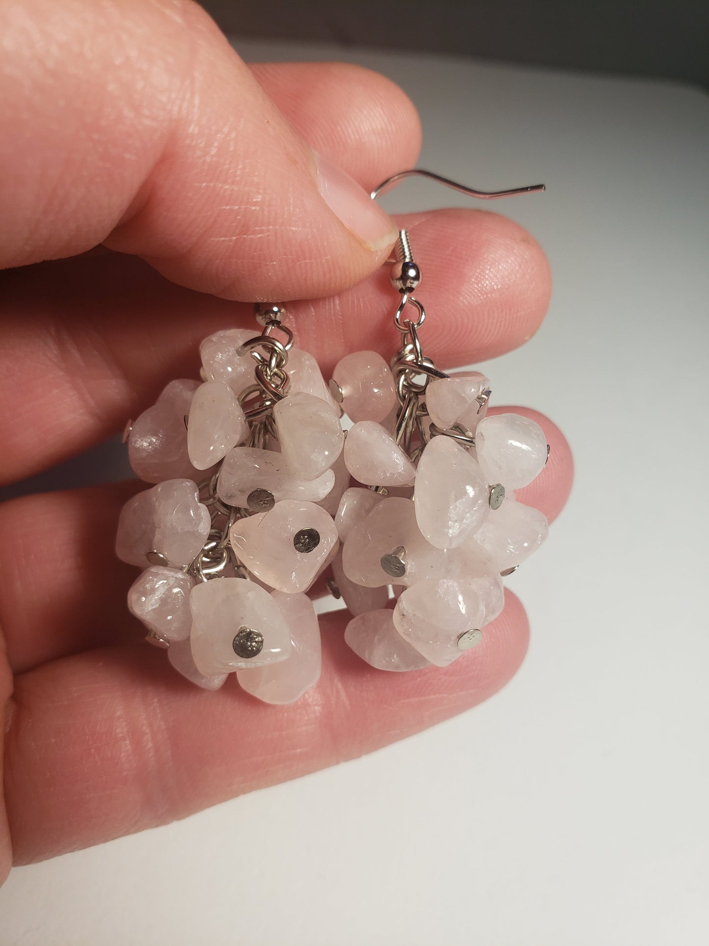 Rose Quartz Earrings, Healing Crystals, Beautiful EAR-0060