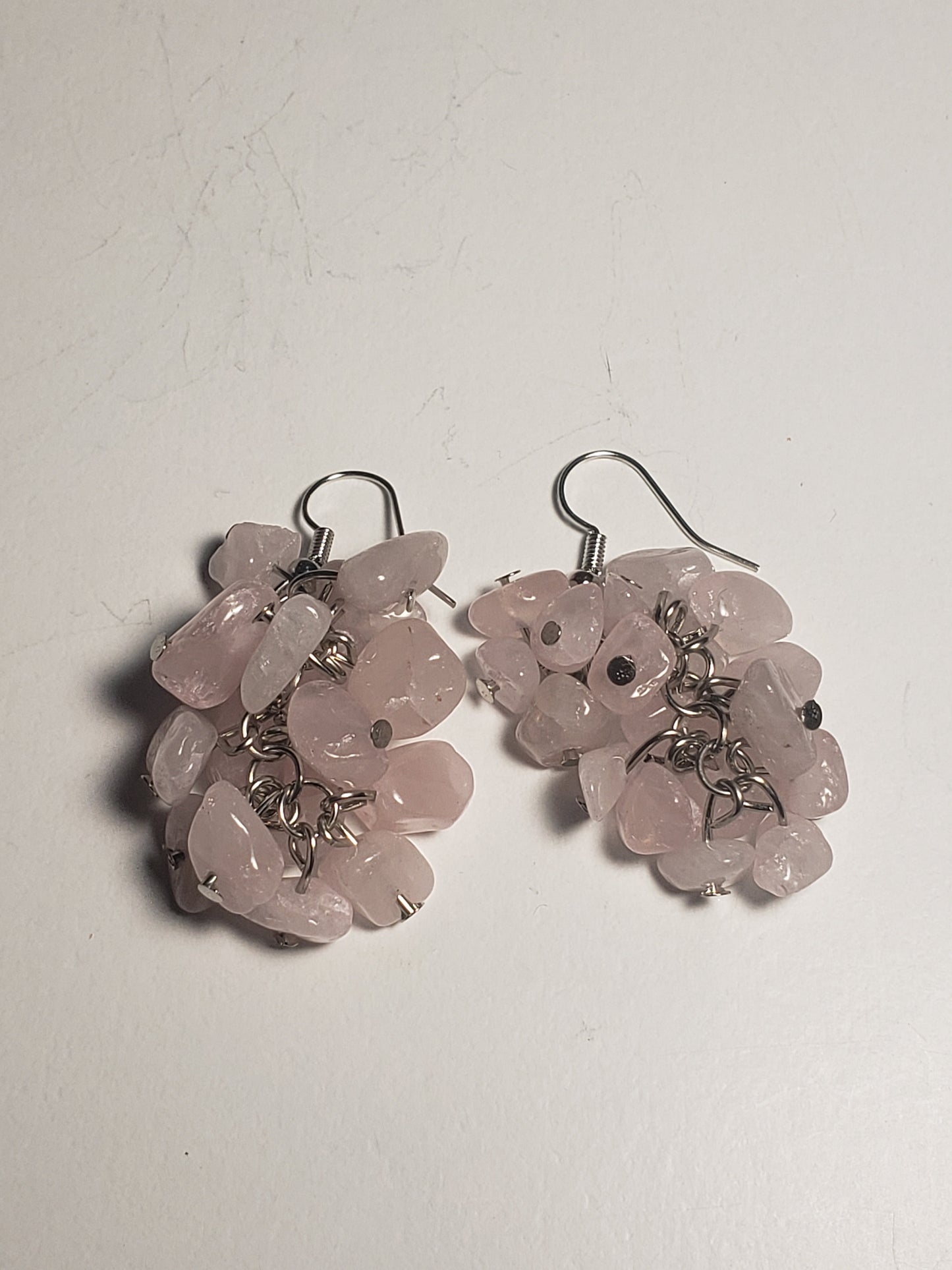 Rose Quartz Earrings, Healing Crystals, Beautiful EAR-0060