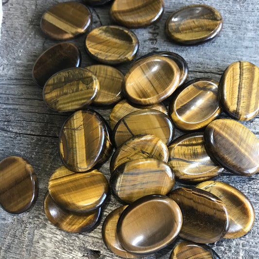 Tigers Eye Worry Stone (Approx 1 3/4" x 1 1/3") 1391 Polished Stone for Wire Wrapping or Crystal Grid Supply