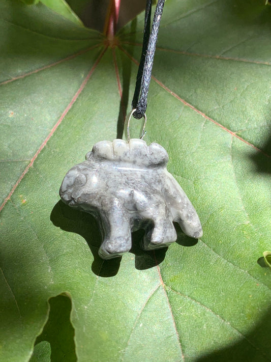 Jasper Dinosaur Necklace. Grey, Cute, Calming, Grounding NCK-0015