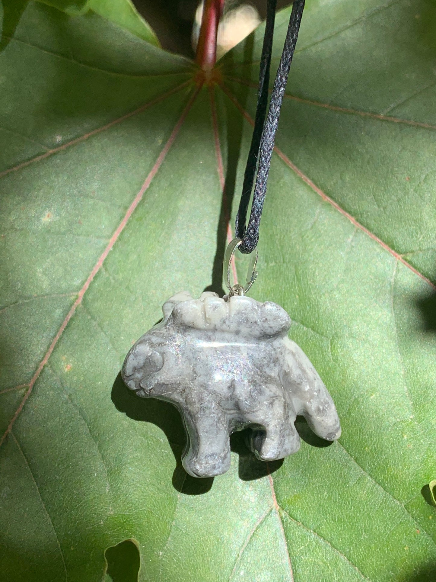 Jasper Dinosaur Necklace. Grey, Cute, Calming, Grounding NCK-0015