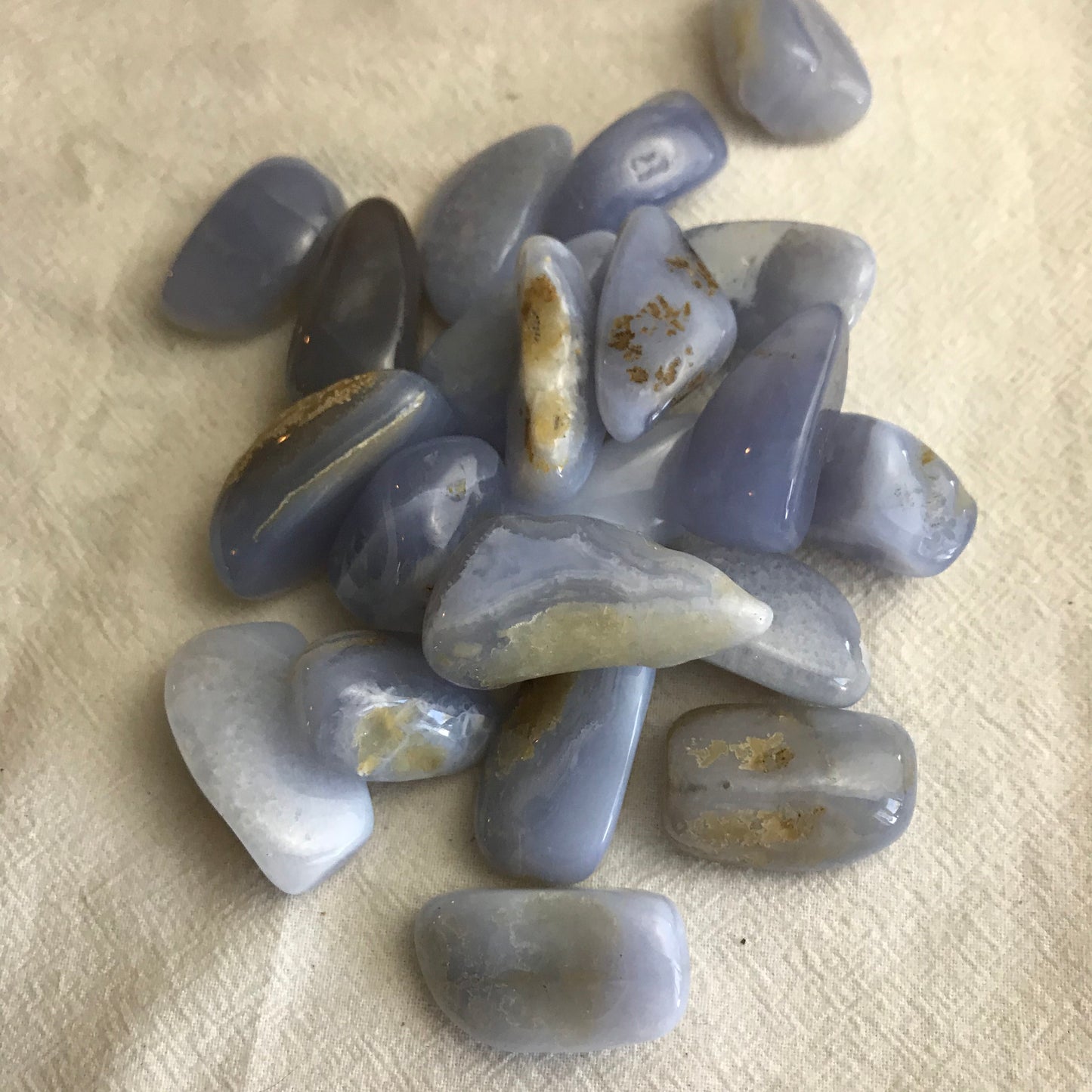 Blue Lace Agate, Polished Tumbled Stone (Approx  1 1/4" - 1 3/4") for Wire Wrapping or Crystal Grid Supply BIN-1390