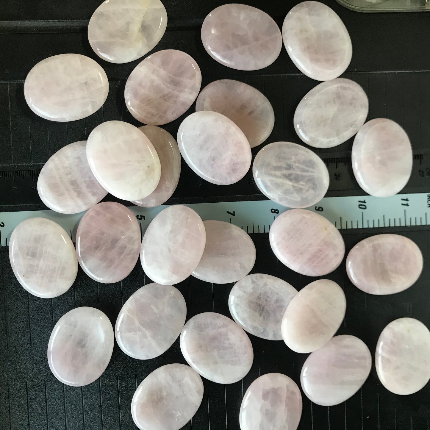 Rose Quartz Worry Stone (Approx. 1 3/8" x 1 3/4")  Polished Stone for the Heart Chakra, for Wire Wrapping or Crystal Grid Supply 1406