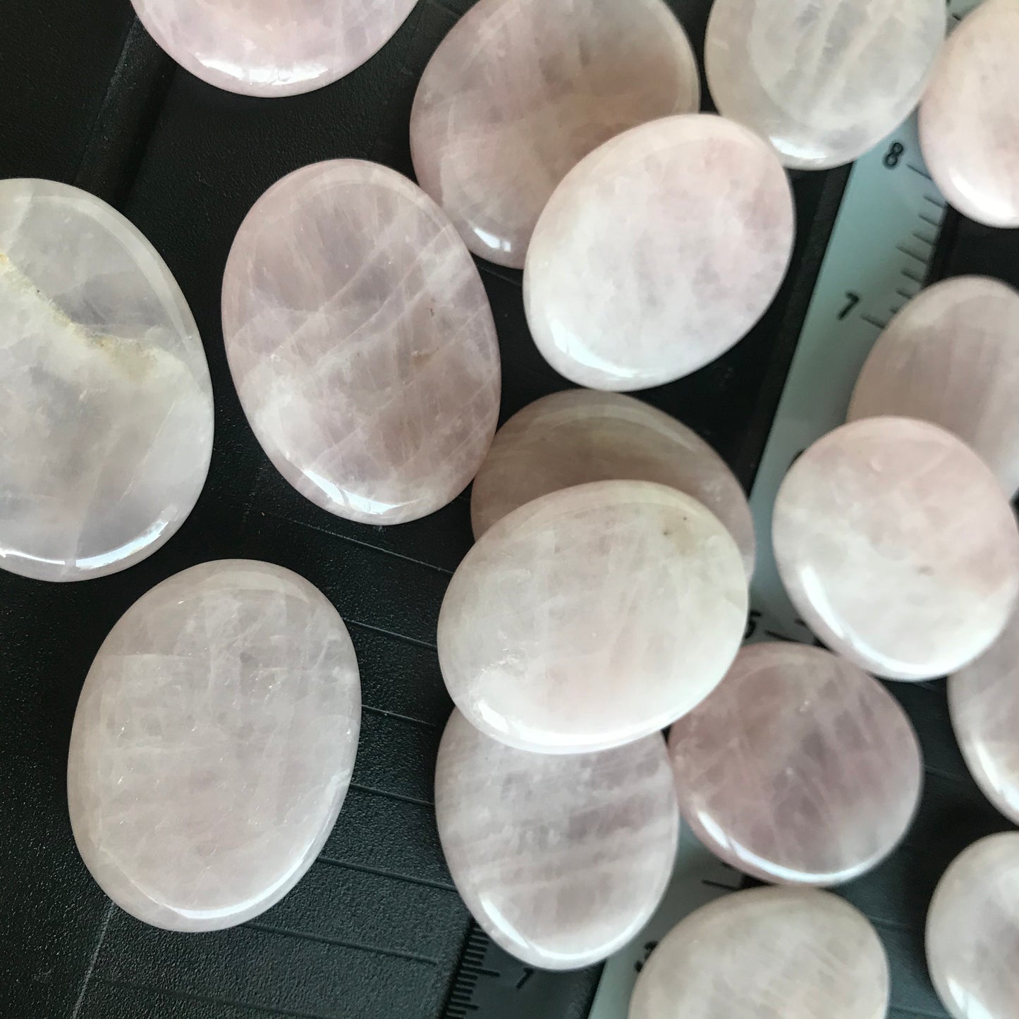 Rose Quartz Worry Stone (Approx. 1 3/8" x 1 3/4")  Polished Stone for the Heart Chakra, for Wire Wrapping or Crystal Grid Supply 1406