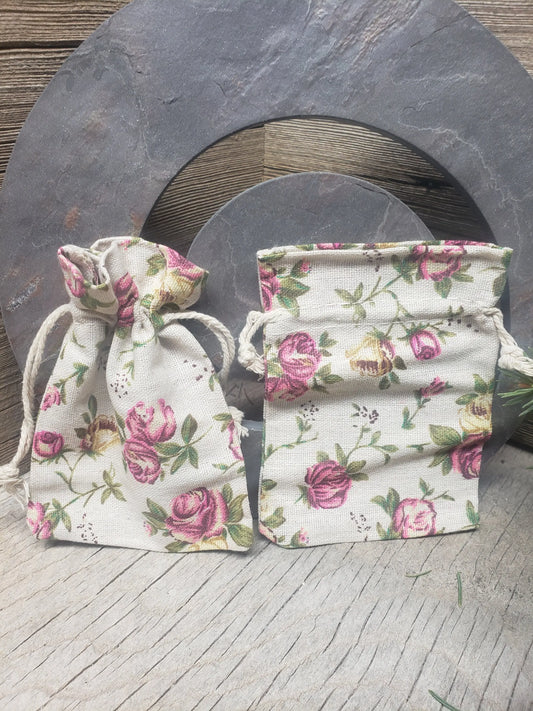 Rose Burlap Drawstring Bag, DIY, Beautiful, Crystal Collecting (Approx. 5.5" x 3.9") BAG-0015 - Shop Wholesale Crystals