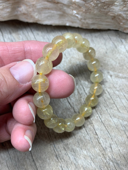 Golden Rutile Quartz Bracelet 10mm Beads BRC-0089