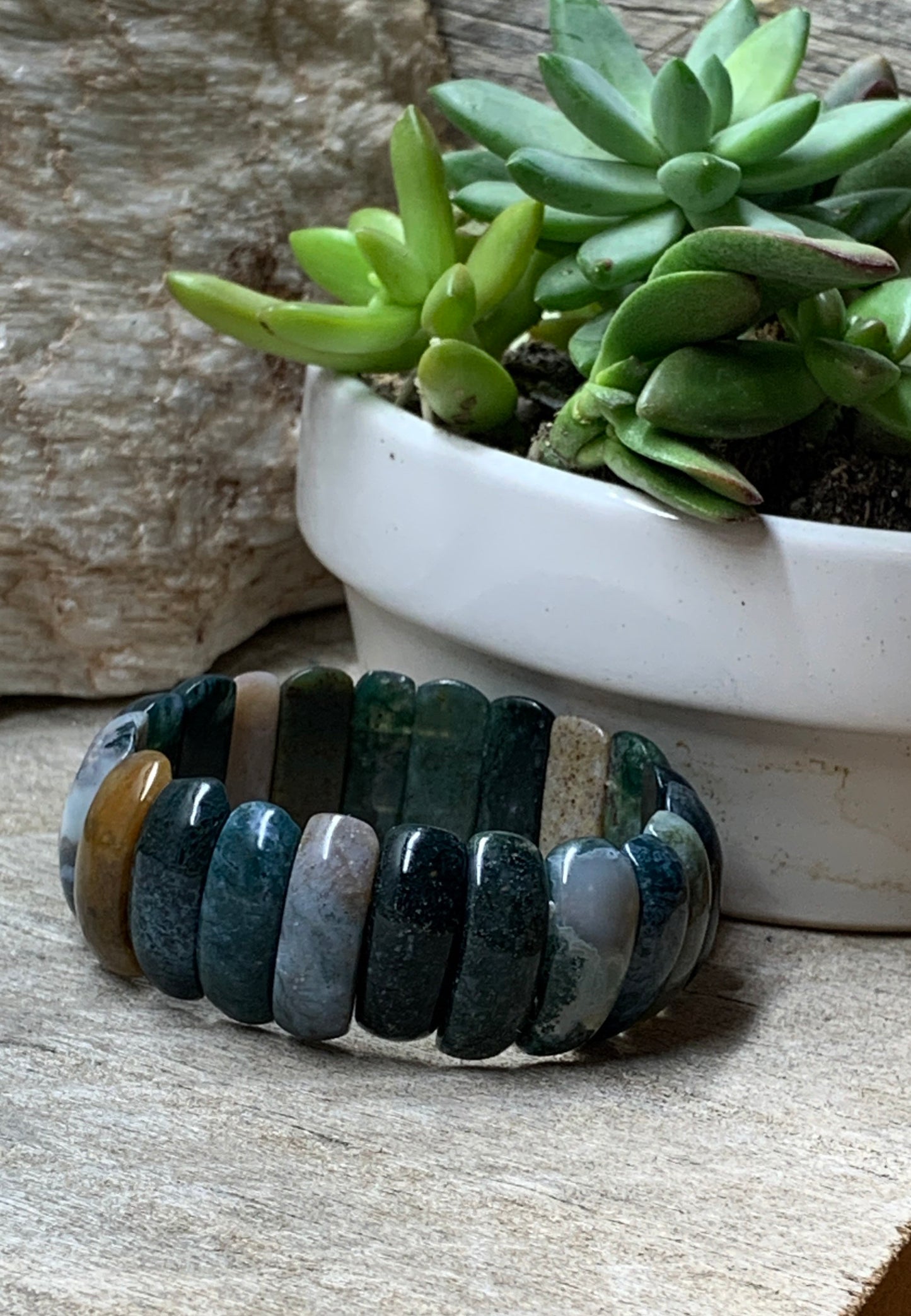 Moss Agate Bracelet BRC-0079