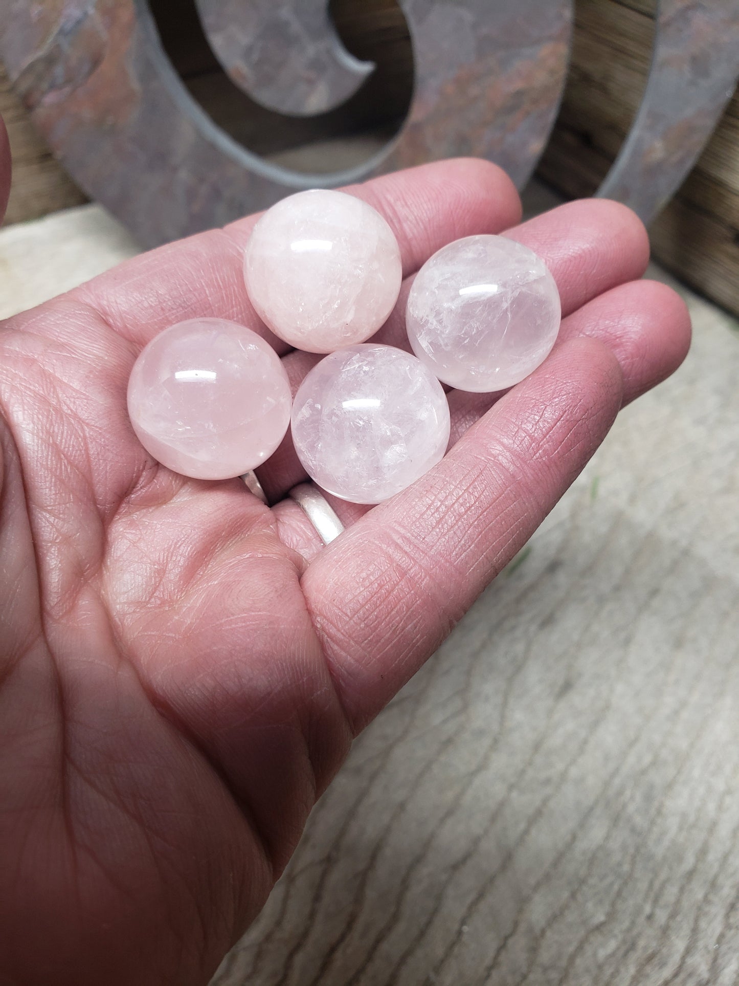 Rose Quartz, Polished Crystal Spheres (Approx 3/4") Polished Stone for the Heart Chakra, for Wire Wrapping or Crystal Grid Supply BIN-0301