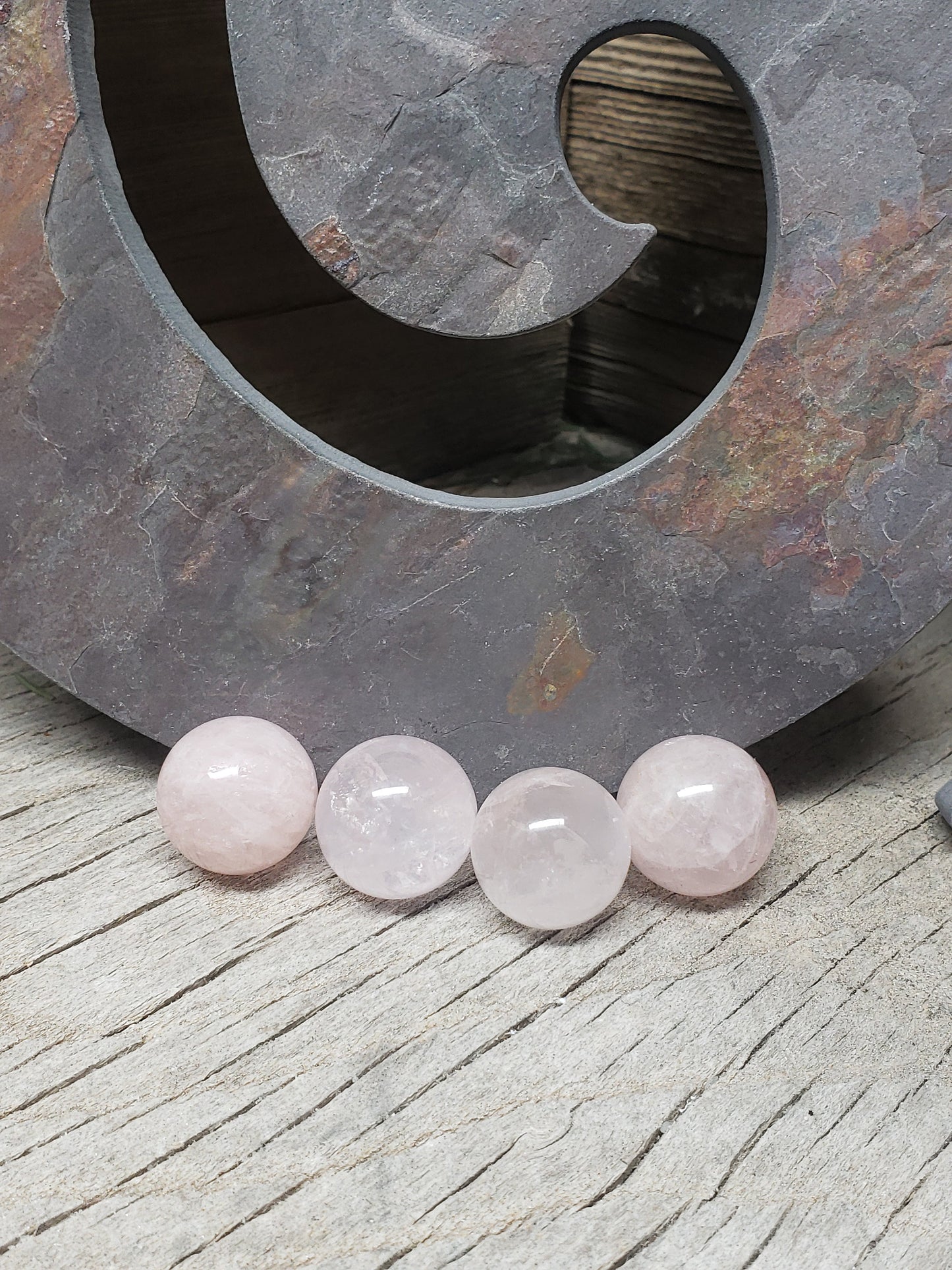 Rose Quartz, Polished Crystal Spheres (Approx 3/4") Polished Stone for the Heart Chakra, for Wire Wrapping or Crystal Grid Supply BIN-0301