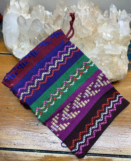 Maroon Tie BoHo Burlap Drawstring Bag, DIY, Beautiful, Crystal Collecting (Approx. 5.5" x 3.9") BAG-0021