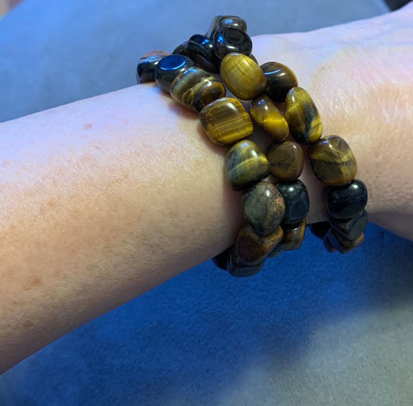 Tigers Eye Chunky Pebble Bracelet. BRC-0094