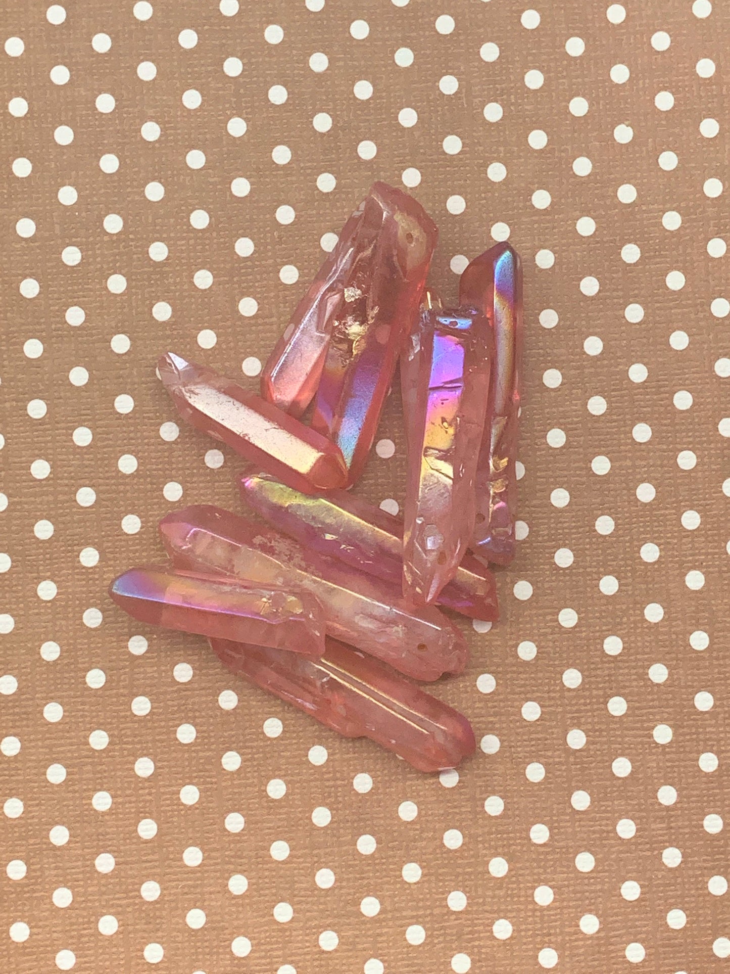 Pink Aura Quartz Point Crystal Bead BIN-0452 (Approx. 1 - 2")  1522