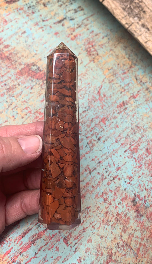 Red Jasper Orgonite Obelisk ORG-0006