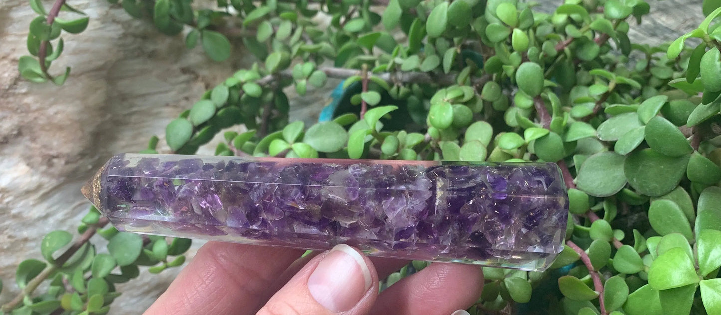 Amethyst Organite Obelisk ORG-0010 (Crystals Imbedded in Resin) Shop Wholesale Crystals
