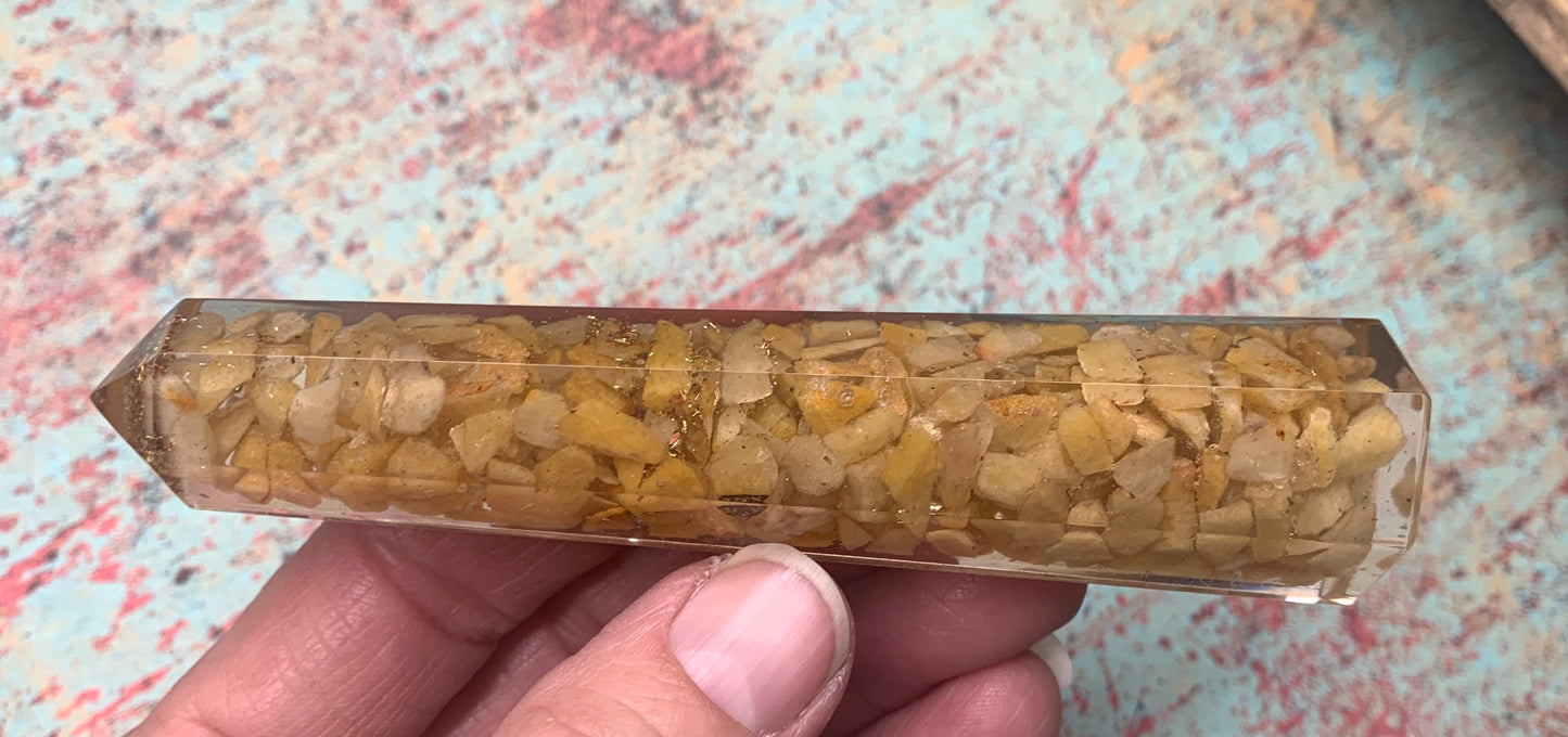 Citrine Orgonite Obelisk ORG-0005 (Crystals Imbedded in Resin)