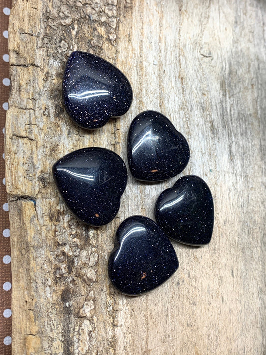 Blue Goldstone Quartz Heart 25mm 0568