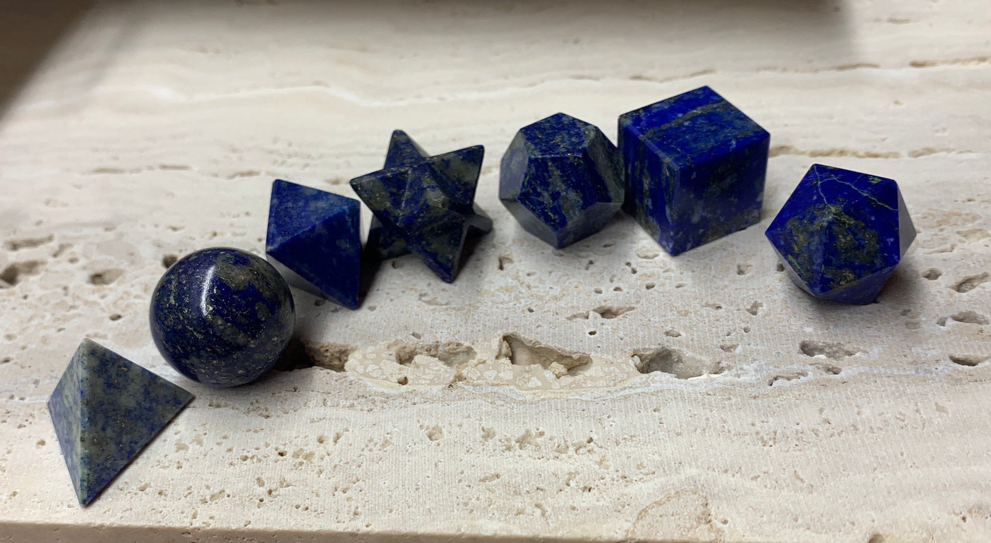 Lapis Lazuli Sacred Geometry Kit, Carved Shapes E-0015