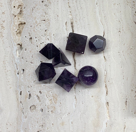 Amethyst Sacred Geometry Kit, Carved Shapes   E-0018